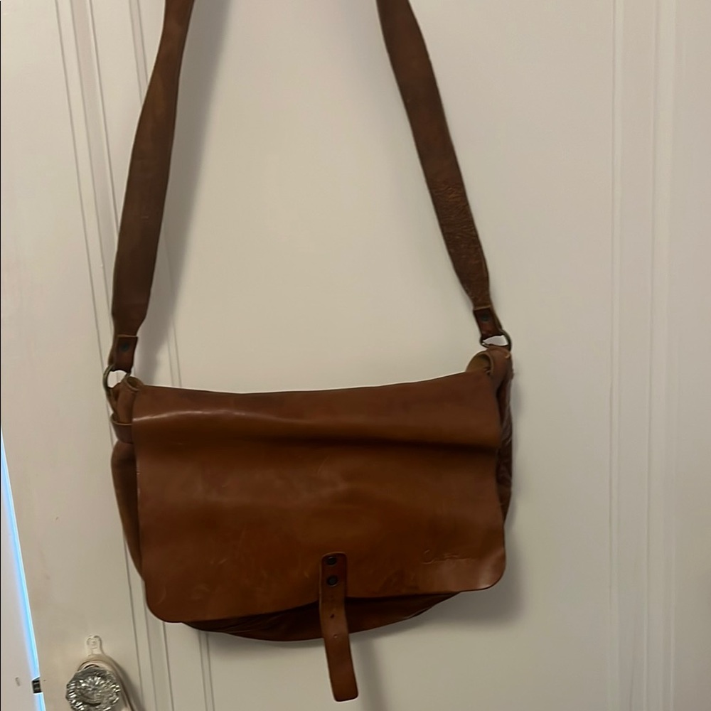 Cole Haan Brown Leather Messenger Bag with Adjustable Strap